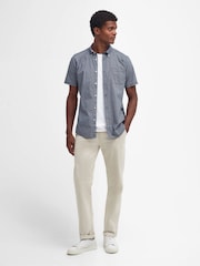 Barbour® Navy Shell Print Short Sleeve 100% Cotton Shirt - Image 3 of 6