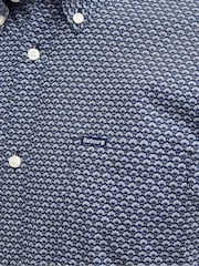 Barbour® Navy Shell Print Short Sleeve 100% Cotton Shirt - Image 6 of 6