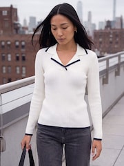 Ақ - Roman Tipping Rib Henley блузкасы - 4суретінің 1 суреті