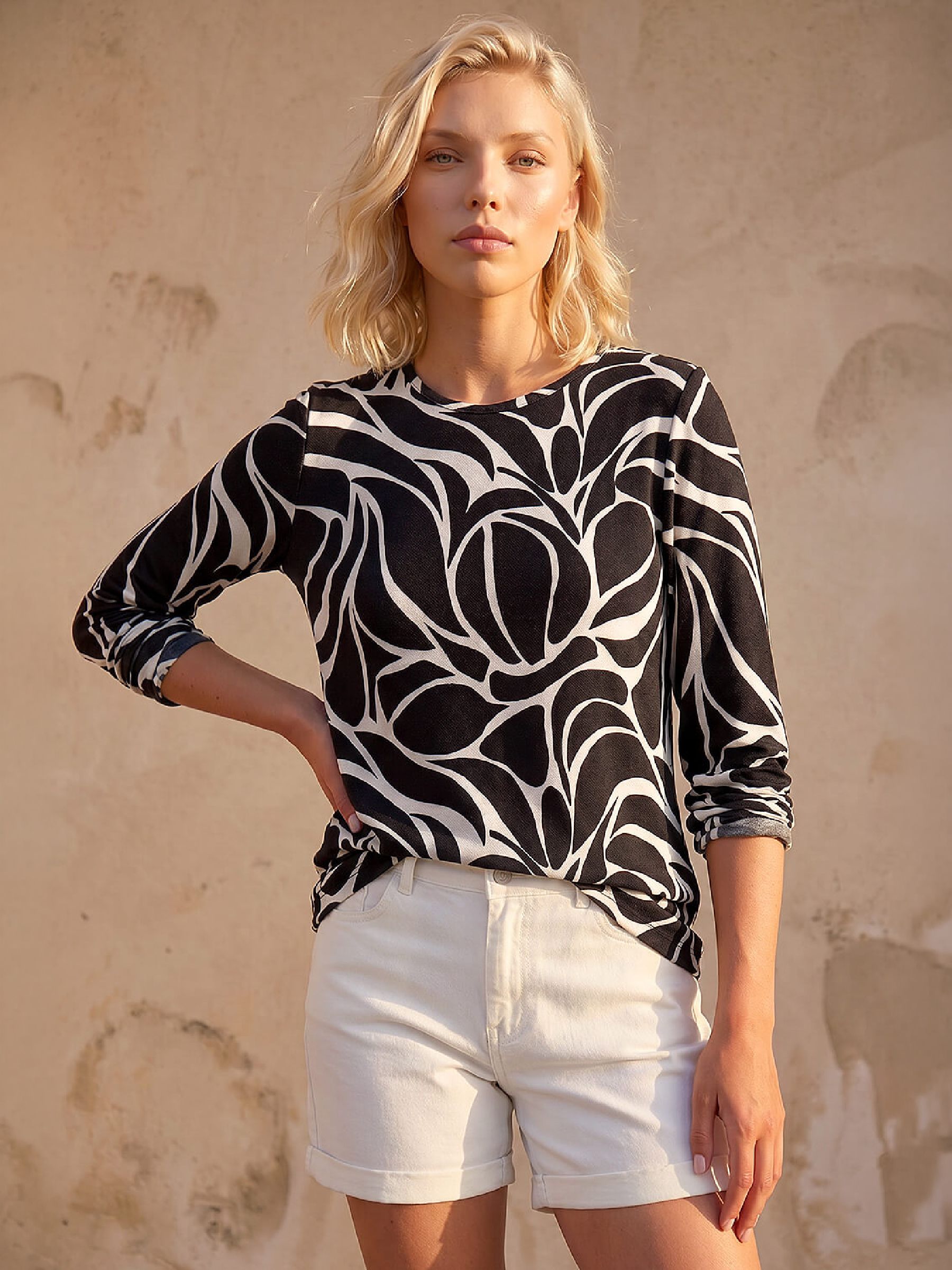 Roman Petite Women's Black Abstract Print Top Size 18 - Image 5