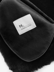 Black Real Leather Aviator Jacket - Image 11 of 12