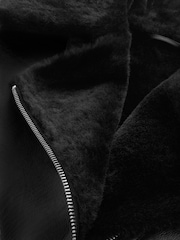 Black Real Leather Aviator Jacket - Image 12 of 12