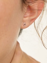 Oliver Bonas Brown Nina Brown Stone Silver Stud Earrings - Image 3 of 3