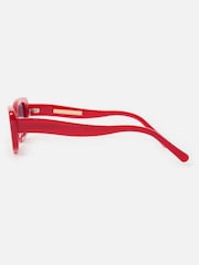 Oliver Bonas Red Oval Acetate Sunglasses - Image 3 of 5