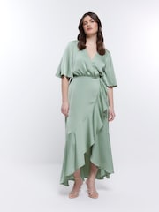 Зеленый - Розовое платье для подружки невесты с запахом River Island - Изображение 1 из 5