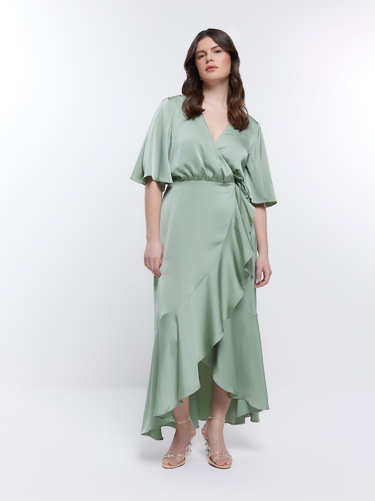 Grün - River Island Brautjungfernkleid mit Wasserfallausschnitt und Wickeldesign, Pink - Bild 1 von 5 Grün - River Island Brautjungfernkleid mit Wasserfallausschnitt und Wickeldesign, Pink - Bild 1 von 5