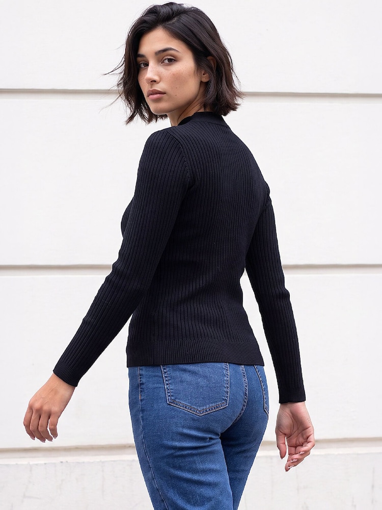 Roman Black Petite Cable Knit Jumper - Image 2 of 4 Roman Black Petite Cable Knit Jumper - Image 2 of 4