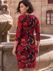 Roman Red Print Floral Dress - Image 3 of 4