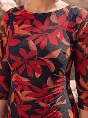 Roman Red Print Floral Dress - Image 4 of 4