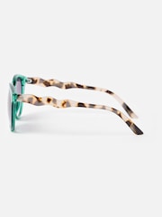 Oliver Bonas Green Tort Wavy Arm Preppy Sunglasses - Image 4 of 6