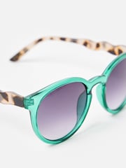 Oliver Bonas Green Tort Wavy Arm Preppy Sunglasses - Image 5 of 6