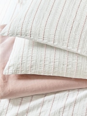 Helena Springfield Pink Waffle Stripe Cotton Rich Cover Set - Image 4 of 5