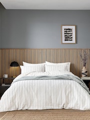 Helena Springfield Grey Waffle Stripe Cotton Rich Cover Set - Image 1 of 5