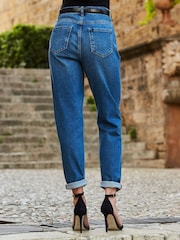 Sosandar Blue Petite Denim Girlfriend 100% Cotton Jeans - Image 3 of 5