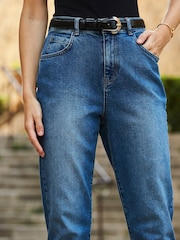 Sosandar Blue Petite Denim Girlfriend 100% Cotton Jeans - Image 5 of 5