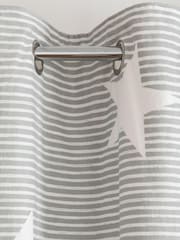 Grey Brushed Star Stripe Blackout Eyelet Curtains - Image 4 of 6