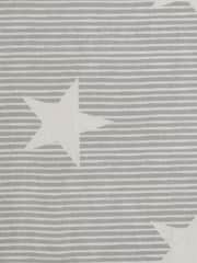 Grey Brushed Star Stripe Blackout Eyelet Curtains - Image 5 of 6