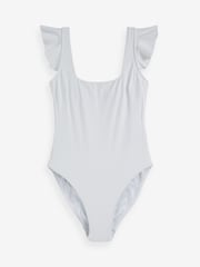 Mint Velvet White Rib Ruffle Square Neck Swimsuit - Image 5 of 7
