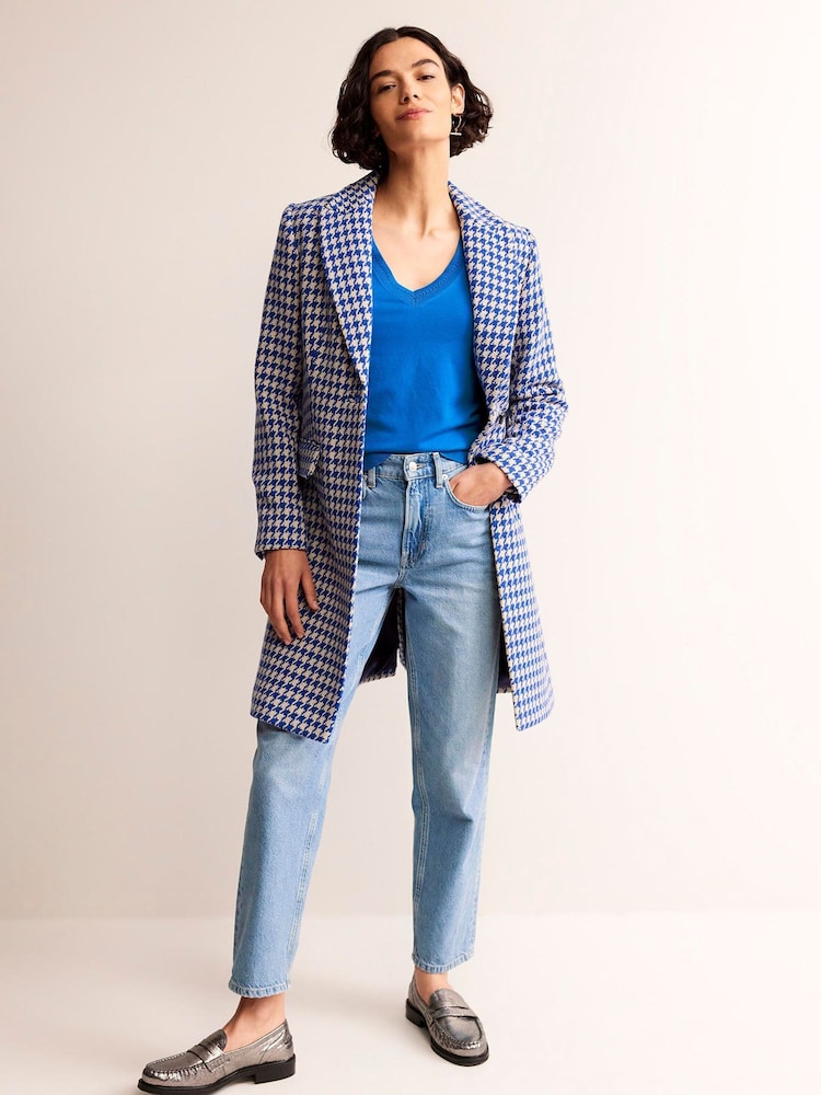 Boden Dark Blue V-Neck Catriona Cotton Jumper - Image 1 of 6