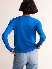 Boden Dark Blue V-Neck Catriona Cotton Jumper - Image 2 of 6