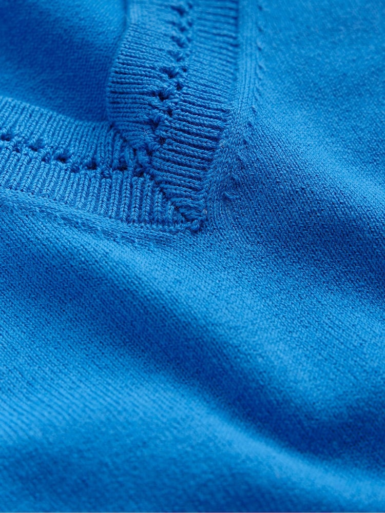 Boden Dark Blue V-Neck Catriona Cotton Jumper - Image 6 of 6