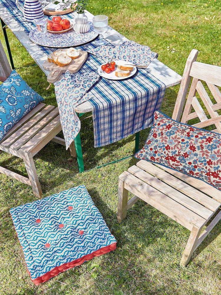 Land & Shore Blue or Red River Outdoor Cushion - Image 2 of 2 Land & Shore Blue or Red River Outdoor Cushion - Image 2 of 2