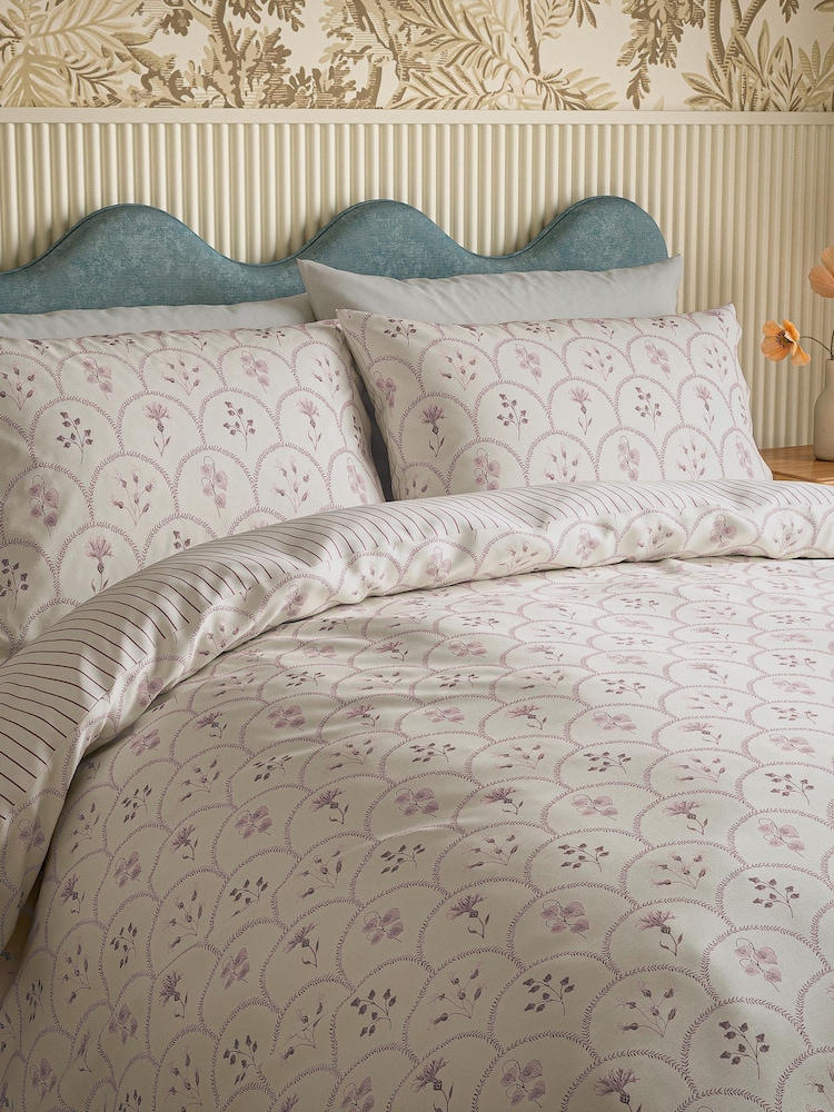 Sanderson Lavender Summer Scallop Cotton Duvet Cover & Pillowcase Set - Image 1 of 6