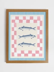 Joules Blue Shoal and Square Wood Framed Print Wall 43 x 53cm Art - Image 2 of 4
