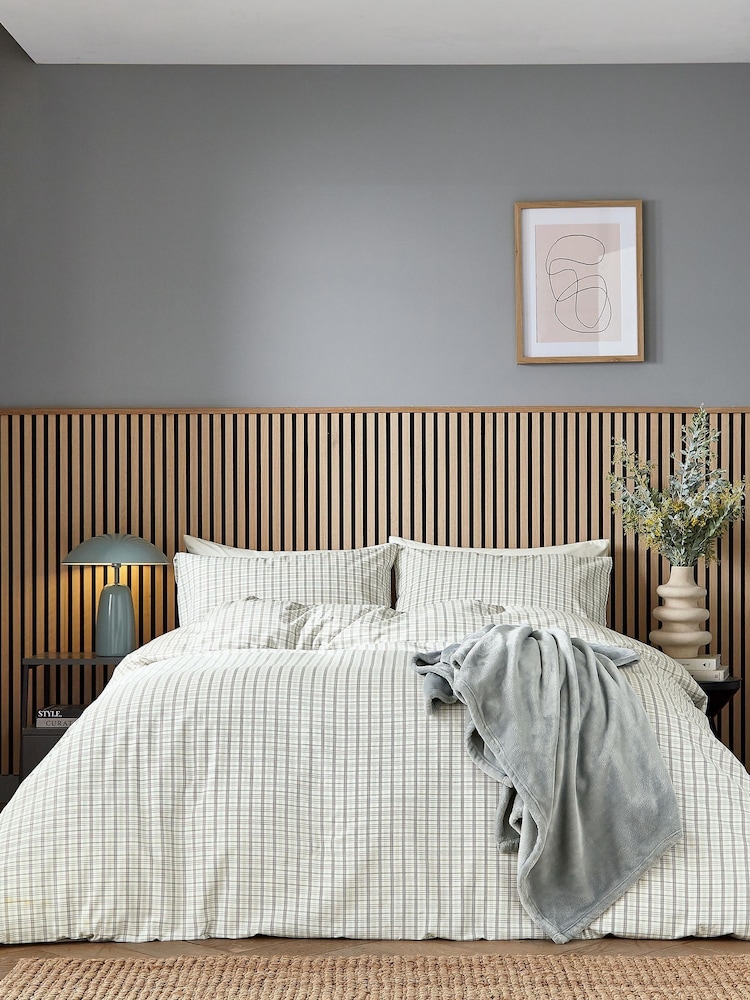 Helena Springfield Grey Tranquil Check Cotton Rich Cover Set - Image 1 of 6
