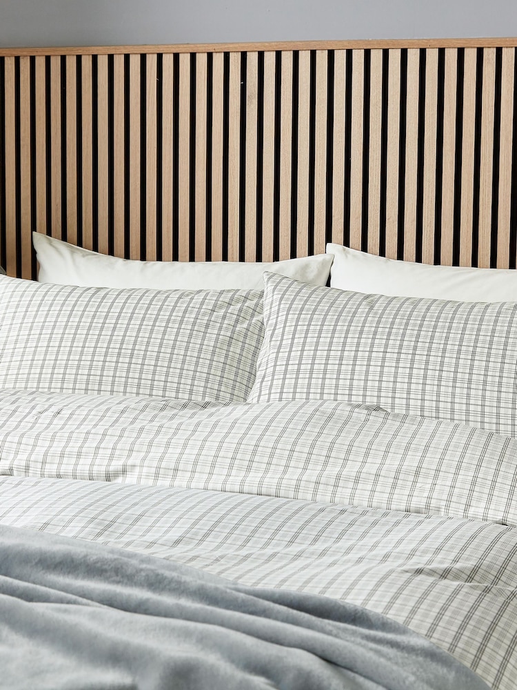 Helena Springfield Grey Tranquil Check Cotton Rich Cover Set - Image 2 of 6