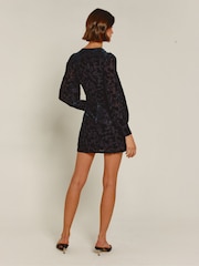 Rare London Blue Bishop Sleeve Devore Mini Dress - Image 3 of 4