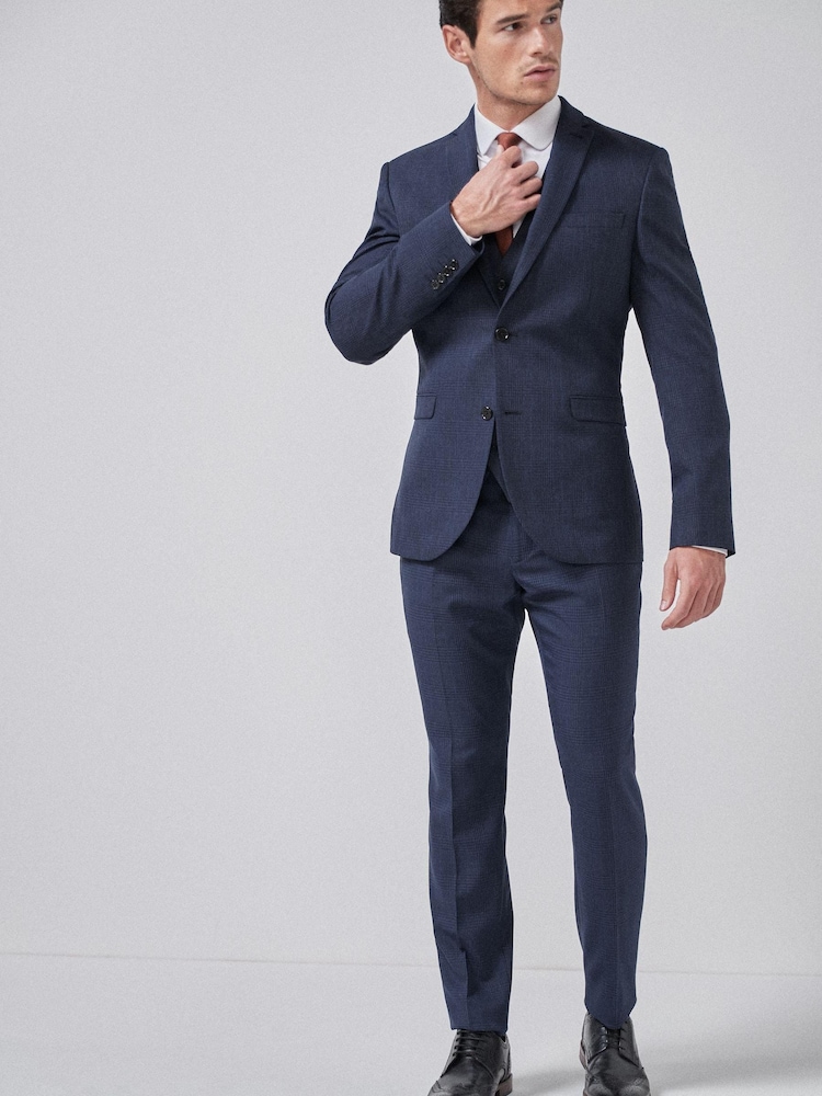 Marineblau/blau - Slim Fit - Anzugjacke mit Karomuster - Bild 1 von 7 Marineblau/blau - Slim Fit - Anzugjacke mit Karomuster - Bild 1 von 7