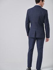 Navy Blue Slim Check Suit Jacket - Image 2 of 7