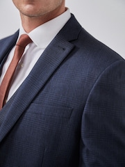 Navy Blue Slim Check Suit Jacket - Image 3 of 7