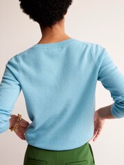 Boden Light Blue Eva Cashmere Crew Cardigan - Image 3 of 6