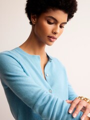 Boden Light Blue Eva Cashmere Crew Cardigan - Image 4 of 6