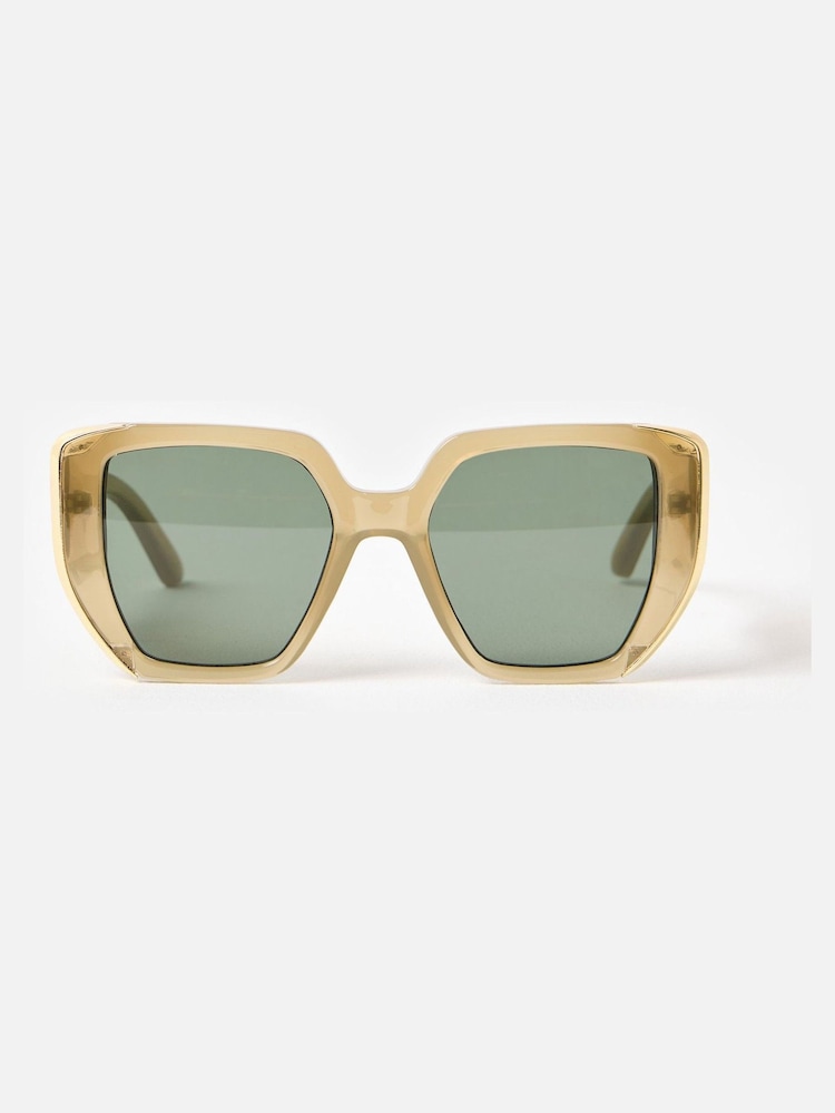 Oliver Bonas Green Green & Gold Metal Inlay Oversized Square Sunglasses - Image 2 of 6
