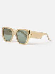 Oliver Bonas Green Green & Gold Metal Inlay Oversized Square Sunglasses - Image 3 of 6
