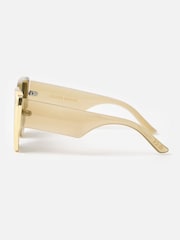 Oliver Bonas Green Green & Gold Metal Inlay Oversized Square Sunglasses - Image 4 of 6