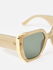 Oliver Bonas Green Green & Gold Metal Inlay Oversized Square Sunglasses - Image 5 of 6