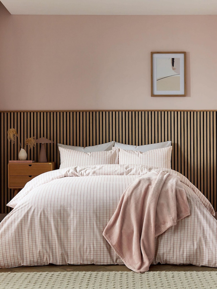 Helena Springfield Pink Tranquil Check Cotton Rich Cover Set - Image 1 of 6