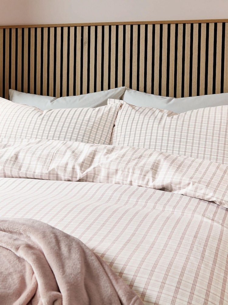 Helena Springfield Pink Tranquil Check Cotton Rich Cover Set - Image 2 of 6