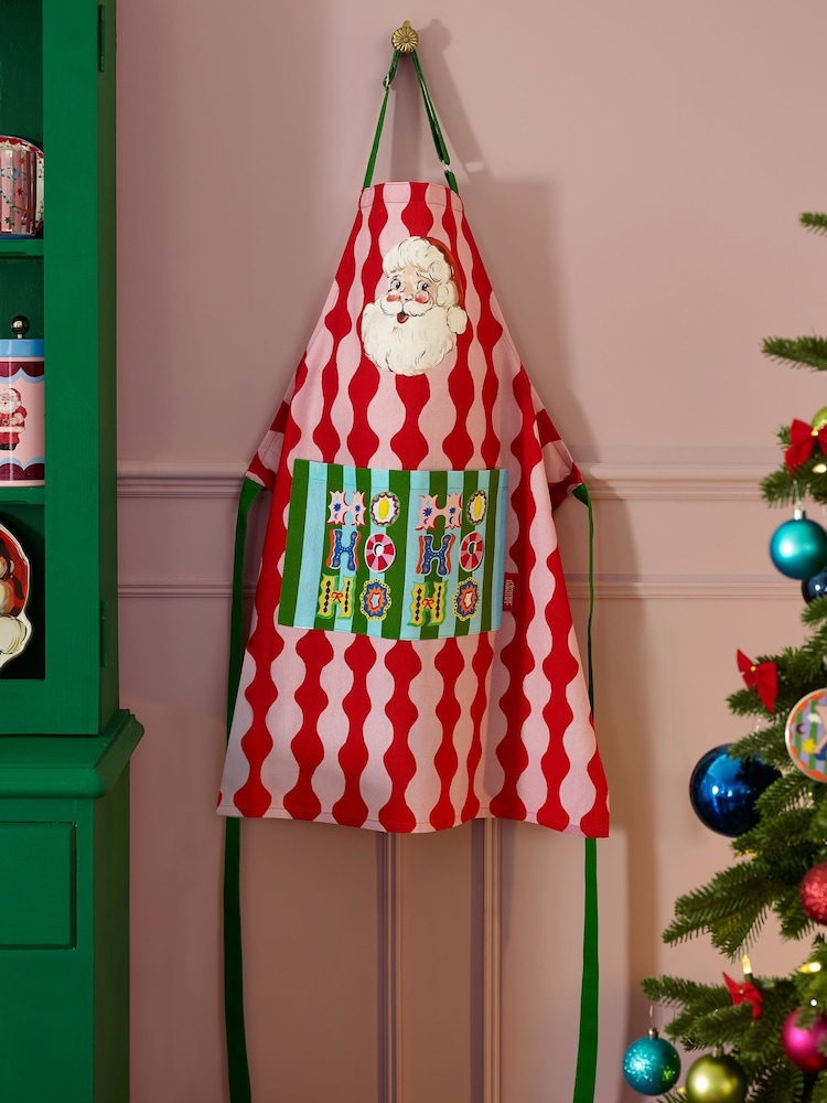 Eleanor Bowmer Red Christmas Santa Cotton 70x80cm Kitchen Apron - Image 1 of 2