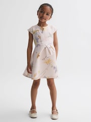 Reiss Pink Eda 9-14 yrs Scuba Floral Printed Dress - Image 1 of 6