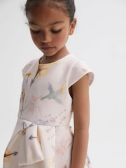 Reiss Pink Eda 9-14 yrs Scuba Floral Printed Dress - Image 4 of 6