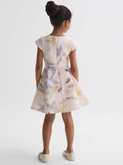 Reiss Pink Eda 9-14 yrs Scuba Floral Printed Dress - Image 5 of 6