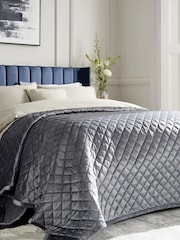 Charcoal Grey Hamilton Velvet Quilted Bedspread - Image 1 of 6