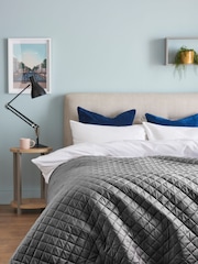 Charcoal Grey Hamilton Velvet Quilted Bedspread - Image 2 of 6