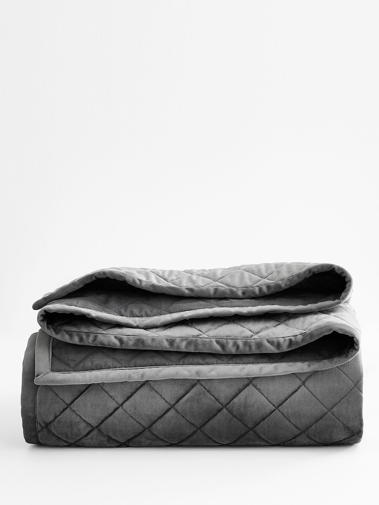 Charcoal Grey Hamilton Velvet Quilted Bedspread - Image 5 of 6