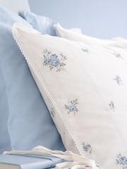 Bianca Blue Vintage Rosebud Lace Cotton Duvet Cover Set - Image 3 of 4